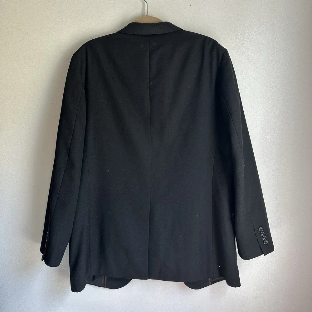 Merona Blazer Suit Jacket Mens 44L Black Excellent 3-Button Notch Lapel Twill‎